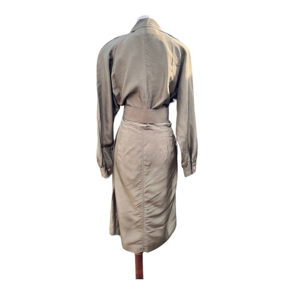 Vintage Pat Argenti Silk Shirt Dress Belted Safari Chic 1980's mini dress 12 - Picture 3 of 9
